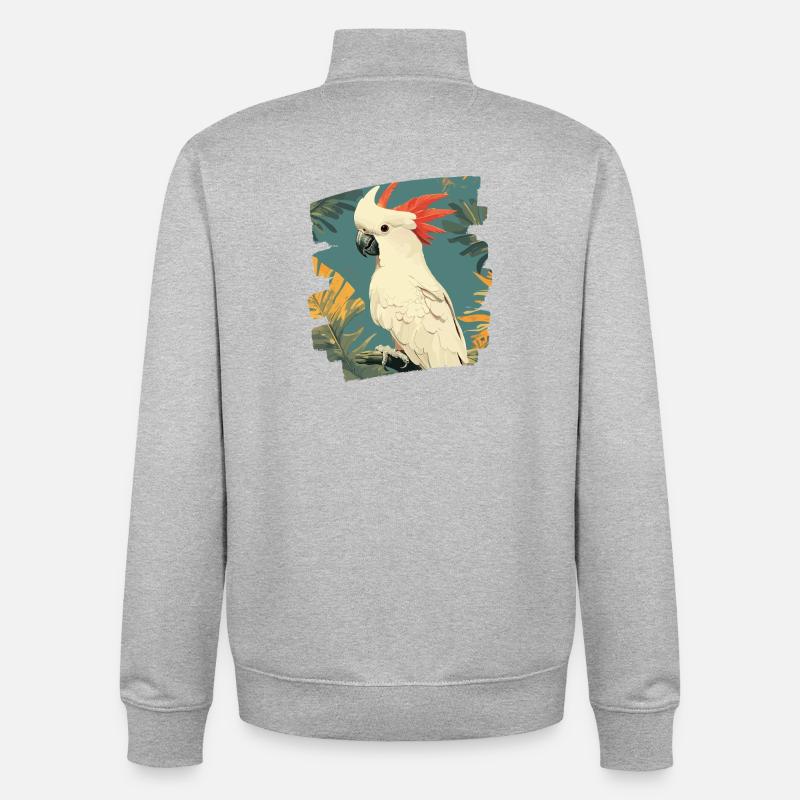 Cacatoès - Sweat zippé unisexe en coton bio Stanley/Stella - gris chiné