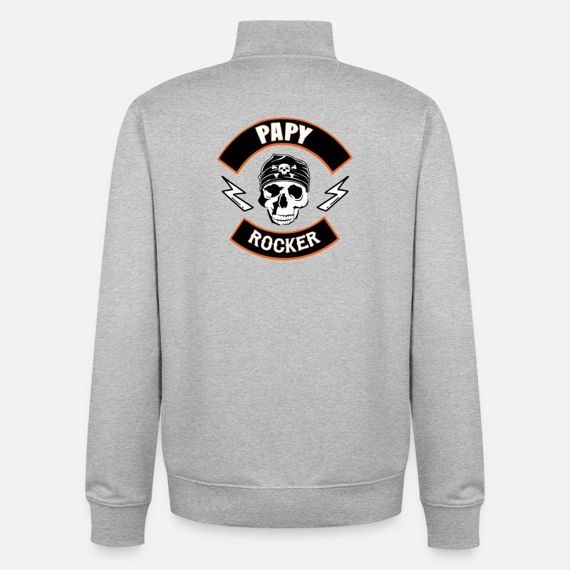 Papy rocker - Sweat zippé unisexe en coton bio Stanley/Stella - gris chiné