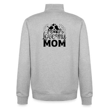 Love my mom - Unisex Organic Zip Sweatshirt von Stanley/Stella - Grau meliert - Hinten - AI Model Male 185 light (185cm)