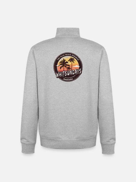 Whitsundays Australia Palm Trees Design - Unisex Organic Zip Sweatshirt by Stanley/Stella - heather grey