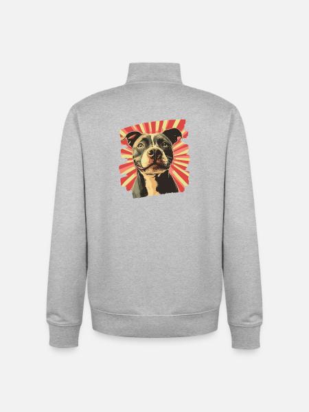 American Staffordshire - Unisex Organic Zip Sweatshirt by Stanley/Stella - heather grey