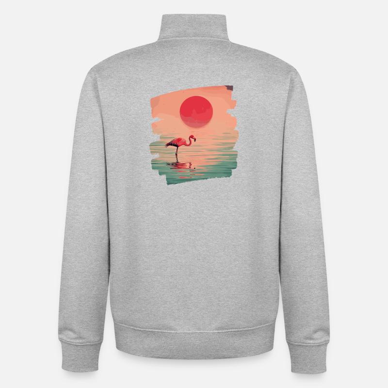 Flamingo - Unisex Organic Zip Sweatshirt von Stanley/Stella - Grau meliert