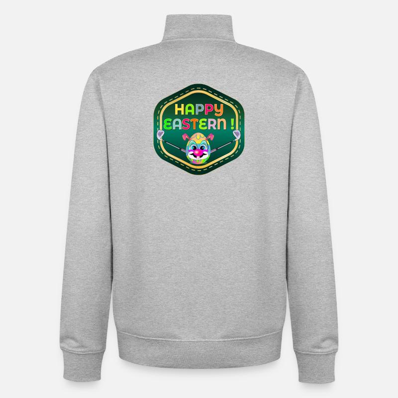 HAPPY EASTERN EGGS PLAYING GOLF - Unisex Organic Zip Sweatshirt by Stanley/Stella - heather grey