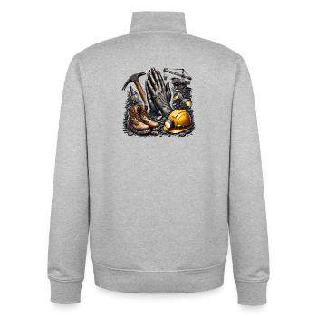 Mining is life - Unisex Organic Zip Sweatshirt by Stanley/Stella - heather grey - Back - AI Model Male 185 light (185cm)