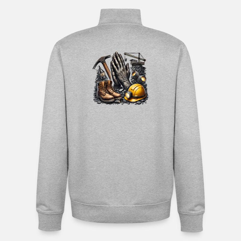 L’exploitation minière, c’est la vie - Sweat zippé unisexe en coton bio Stanley/Stella - gris chiné