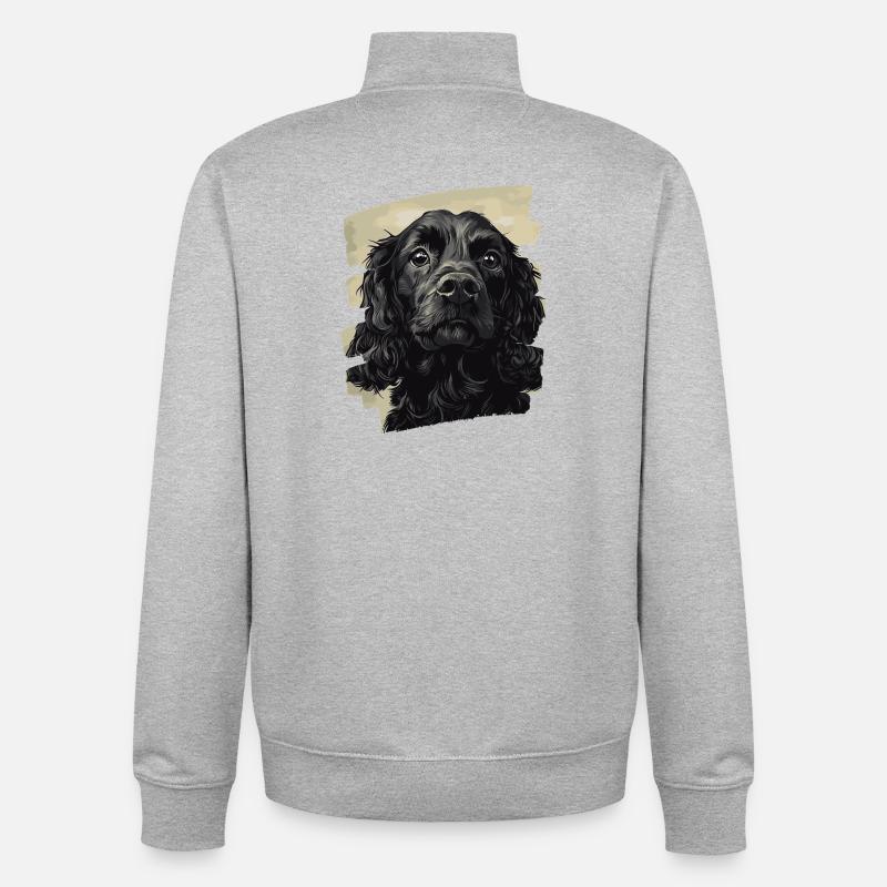 Cocker Spaniel - Unisex Organic Zip Sweatshirt by Stanley/Stella - heather grey