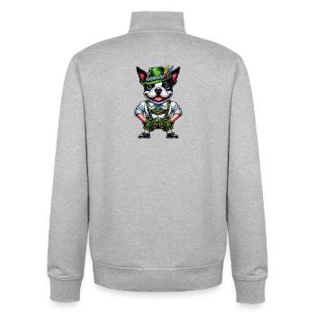 Bostie in Tracht - Unisex Organic Zip Sweatshirt von Stanley/Stella - Grau meliert - Hinten - AI Model Male 185 light (185cm)