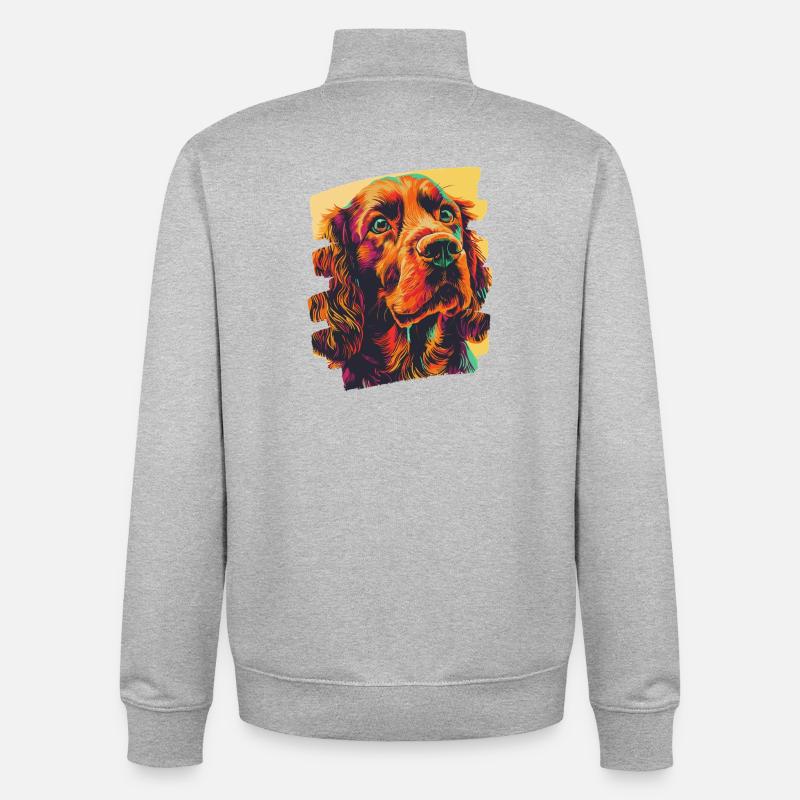 Cocker Spaniel - Unisex Organic Zip Sweatshirt by Stanley/Stella - heather grey