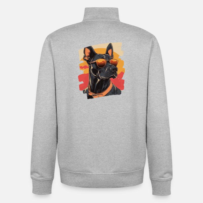 Doberman - Sweat zippé unisexe en coton bio Stanley/Stella - gris chiné