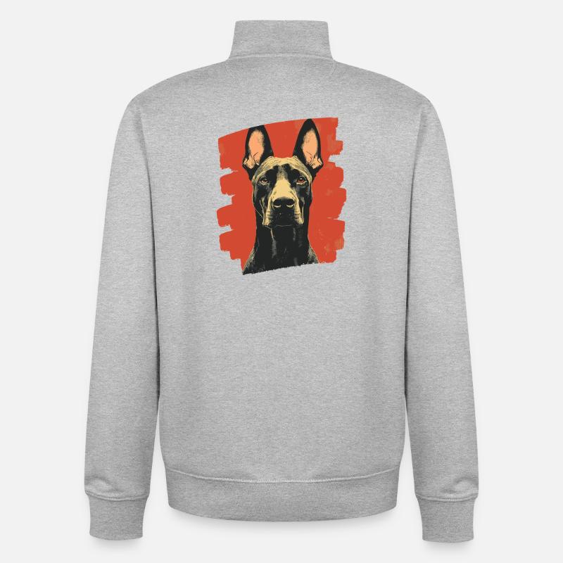 Doberman - Sweat zippé unisexe en coton bio Stanley/Stella - gris chiné