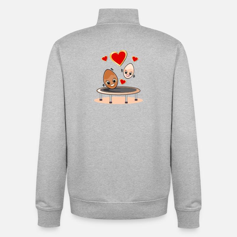 TRAMPOLINE LOVE HEART EASTER EGGS - Unisex Organic Zip Sweatshirt by Stanley/Stella - heather grey