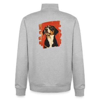 Entlebucher Mountain Dog - Unisex Organic Zip Sweatshirt by Stanley/Stella - heather grey - Back - AI Model Male 185 light (185cm)