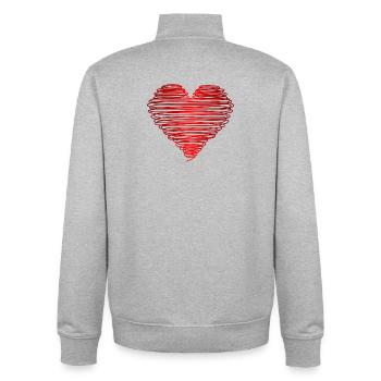 motiv_herz_rot - Sweat zippé unisexe en coton bio Stanley/Stella - gris chiné - Dos - AI Model Male 185 light (185cm)