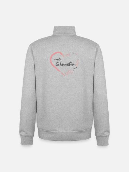 große Schwester rosa grau Herz - Unisex Organic Zip Sweatshirt von Stanley/Stella - Grau meliert