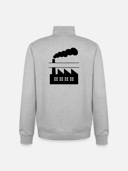 Factory with smoke name banner - Unisex Organic Zip Sweatshirt by Stanley/Stella - heather grey