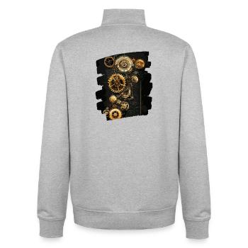 Steampunk Uhrwerk - Unisex Organic Zip Sweatshirt von Stanley/Stella - Grau meliert - Hinten - AI Model Male 185 light (185cm)
