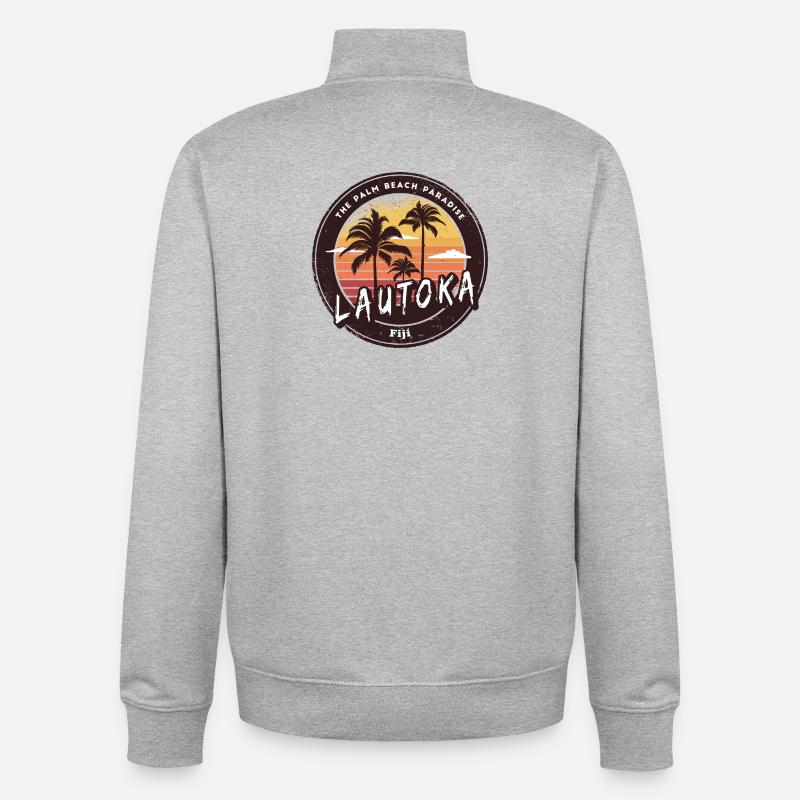 Lautoka – Palm Beach Paradis - Sweat zippé unisexe en coton bio Stanley/Stella - gris chiné