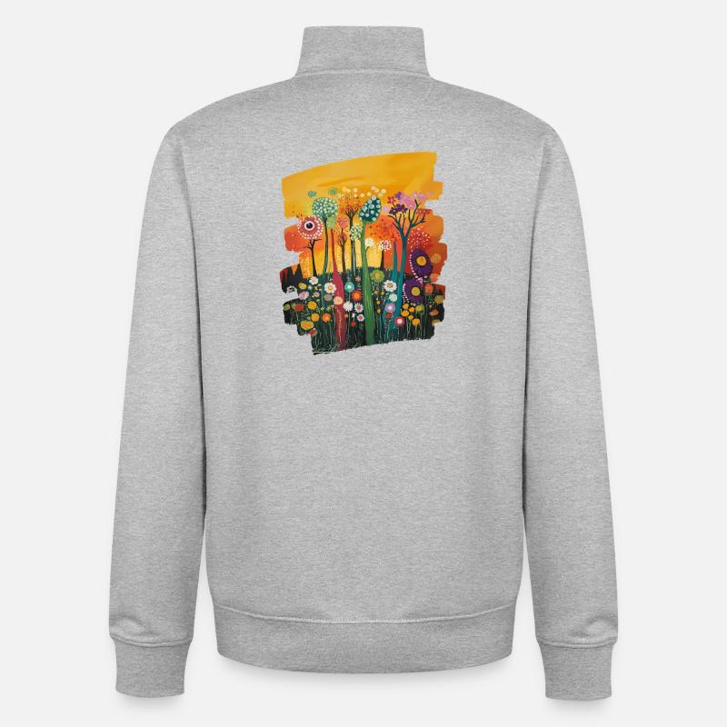 Printemps Printemps Début Fleur Fleurs - Sweat zippé unisexe en coton bio Stanley/Stella - gris chiné