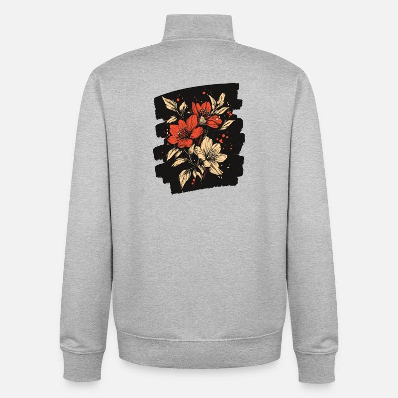 Printemps Printemps Début Fleur Fleurs - Sweat zippé unisexe en coton bio Stanley/Stella - gris chiné