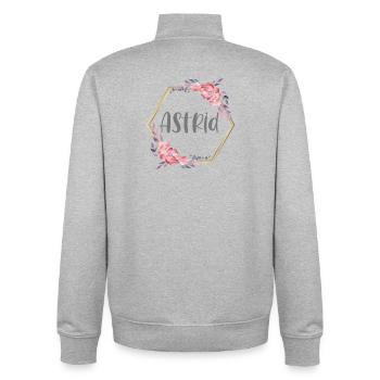 Astrid Girl Name Personalized Gift - Unisex Organic Zip Sweatshirt by Stanley/Stella - heather grey - Back - AI Model Male 185 light (185cm)