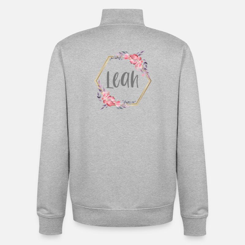 Leah Mädchen Name personalisiertes Geschenk - Unisex Organic Zip Sweatshirt von Stanley/Stella - Grau meliert