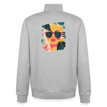 Sommer Retro - Unisex Organic Zip Sweatshirt von Stanley/Stella - Grau meliert - Hinten - AI Model Male 185 light (185cm)