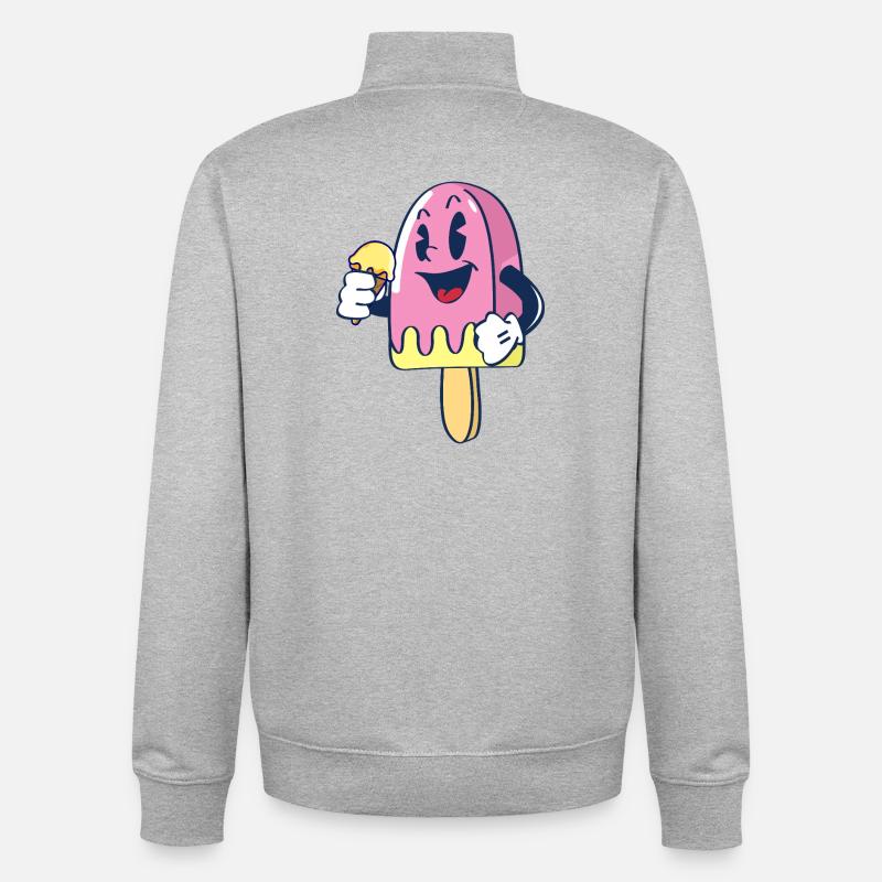 Fröhlicher Kindereis Charakter Eiscreme Eis - Unisex Organic Zip Sweatshirt by Stanley/Stella - heather grey