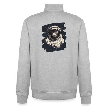 Affe Astronaut - Unisex Organic Zip Sweatshirt von Stanley/Stella - Grau meliert - Hinten - AI Model Male 185 light (185cm)