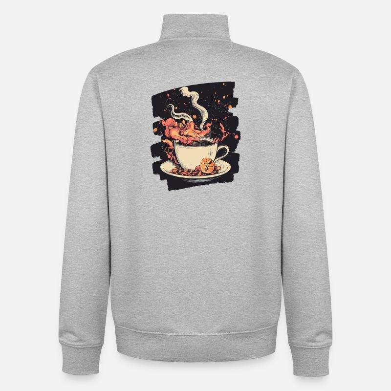 Kaffee Coffee Kaffeeliebhaber - Unisex Organic Zip Sweatshirt von Stanley/Stella - Grau meliert