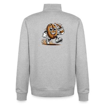 Coffee to Go – Fröhliche Kaffeebohne - Unisex Organic Zip Sweatshirt von Stanley/Stella - Grau meliert - Hinten - AI Model Male 185 light (185cm)