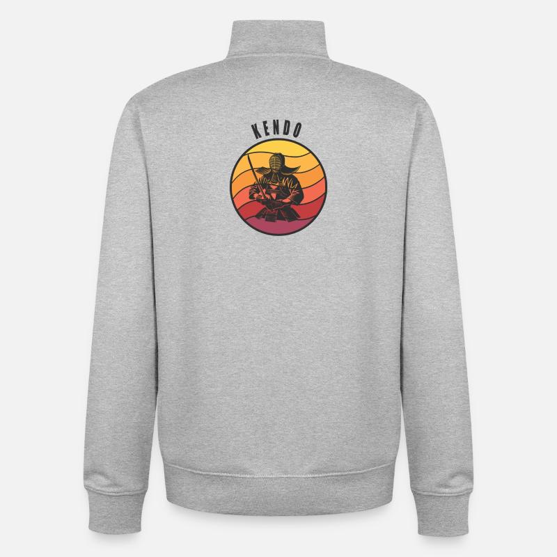 Retro Kendo Samurai Style - Unisex Organic Zip Sweatshirt von Stanley/Stella - Grau meliert