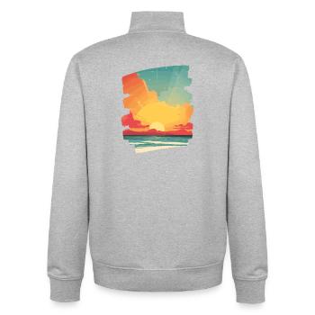Sommer Sonnenuntergang - Unisex Organic Zip Sweatshirt von Stanley/Stella - Grau meliert - Hinten - AI Model Male 185 light (185cm)