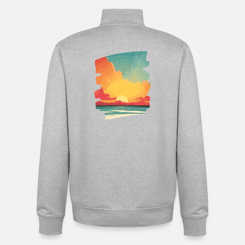 Coucher de soleil d’été - Sweat zippé unisexe en coton bio Stanley/Stella - gris chiné