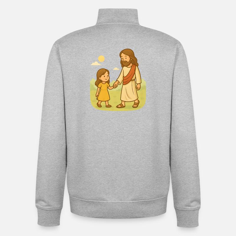 Walk with Jesus (Mädchen) - Unisex Organic Zip Sweatshirt von Stanley/Stella - Grau meliert