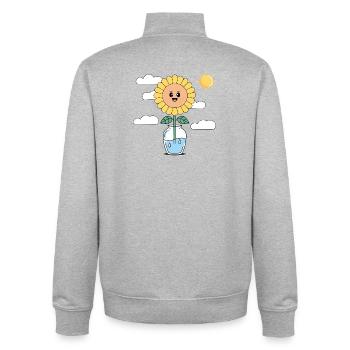 SunflowerInWaterVase - Unisex Organic Zip Sweatshirt by Stanley/Stella - heather grey - Back - AI Model Male 185 light (185cm)