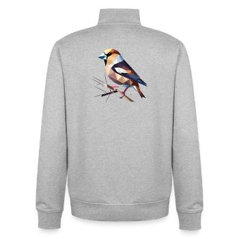 Kernbeißer Vogel – Farbenspiel der Natur - Unisex Organic Zip Sweatshirt von Stanley/Stella - Grau meliert - Hinten - AI Model Male 185 light (185cm)