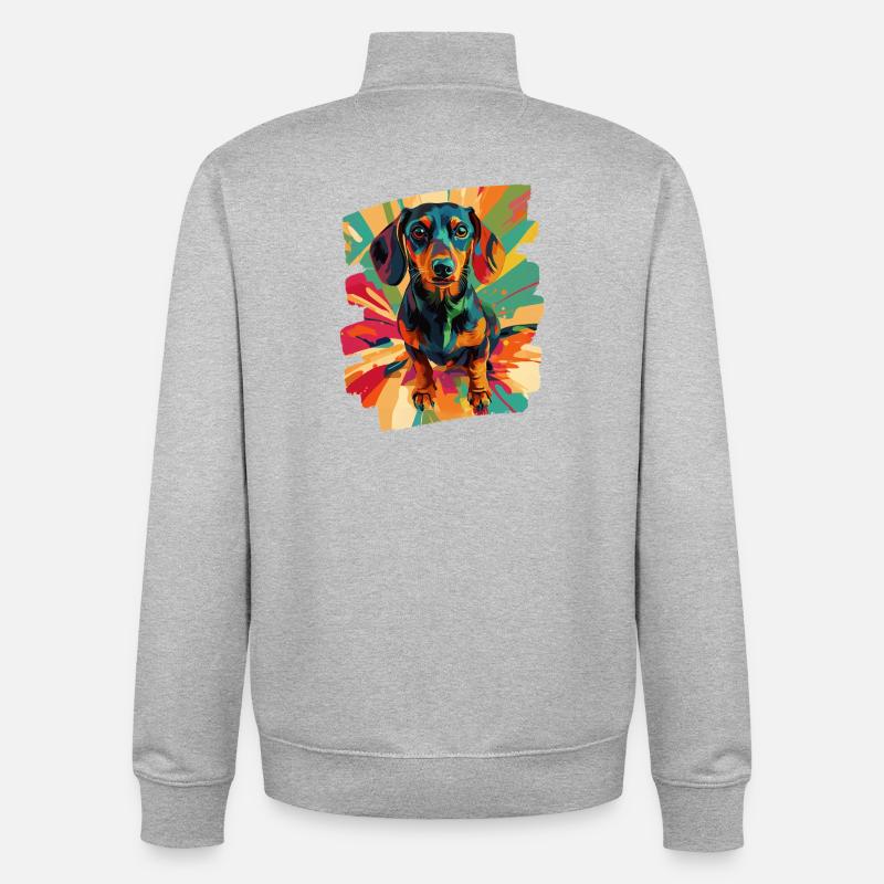 Teckel - Sweat zippé unisexe en coton bio Stanley/Stella - gris chiné