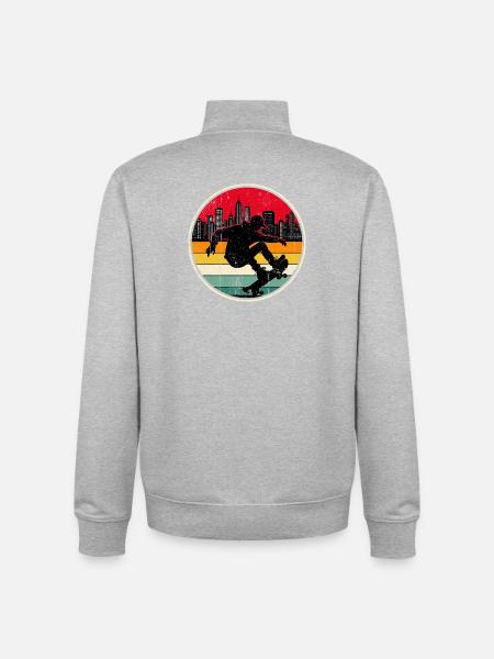 Urban Sunset Skate Silhouette - Unisex Organic Zip Sweatshirt by Stanley/Stella - heather grey