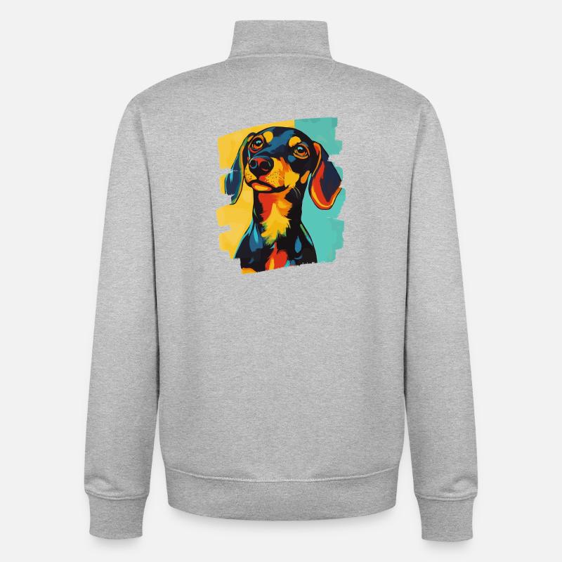 Teckel Dackel - Sweat zippé unisexe en coton bio Stanley/Stella - gris chiné