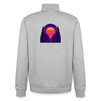 Neon Forest Drive – Sonnenuntergang im Retro-Stil - Unisex Organic Zip Sweatshirt von Stanley/Stella - Grau meliert - Hinten - AI Model Male 185 light (185cm)