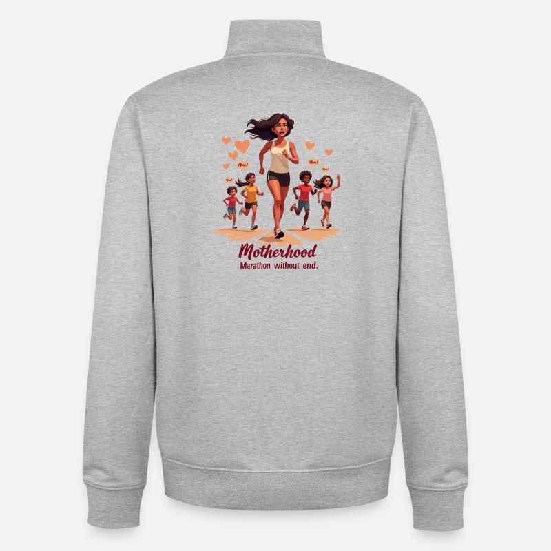 Muttersein: Marathon ohne Ende. - Unisex Organic Zip Sweatshirt von Stanley/Stella - Grau meliert