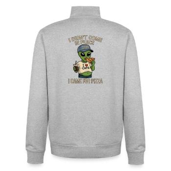Alien Mit Humor - I Love Pizza, I Love Cats - Unisex Organic Zip Sweatshirt von Stanley/Stella - Grau meliert - Hinten - AI Model Male 185 light (185cm)