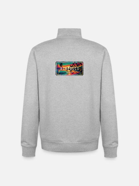 Acapulco Mexico Sunset Design - Unisex Organic Zip Sweatshirt by Stanley/Stella - heather grey