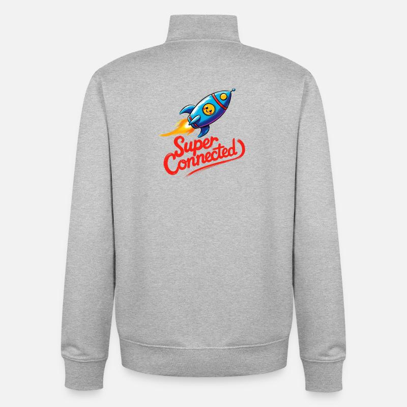 Super connecté - Sweat zippé unisexe en coton bio Stanley/Stella - gris chiné