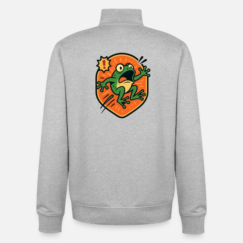 Panic Frog badge - Unisex Organic Zip Sweatshirt by Stanley/Stella - heather grey