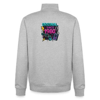 Original. Since 1980 – Neon Edition Geburtsjahr - Unisex Organic Zip Sweatshirt von Stanley/Stella - Grau meliert - Hinten - AI Model Male 185 light (185cm)