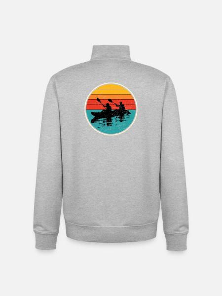 Sunset Kayak Duo Circle - Unisex Organic Zip Sweatshirt by Stanley/Stella - heather grey