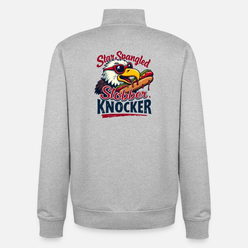 Star Spangled Slobber Knocker - Unisex Organic Zip Sweatshirt von Stanley/Stella - Grau meliert