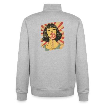 Lollipop Lolli Lutscher Süss Retro - Unisex Organic Zip Sweatshirt von Stanley/Stella - Grau meliert - Hinten - AI Model Male 185 light (185cm)