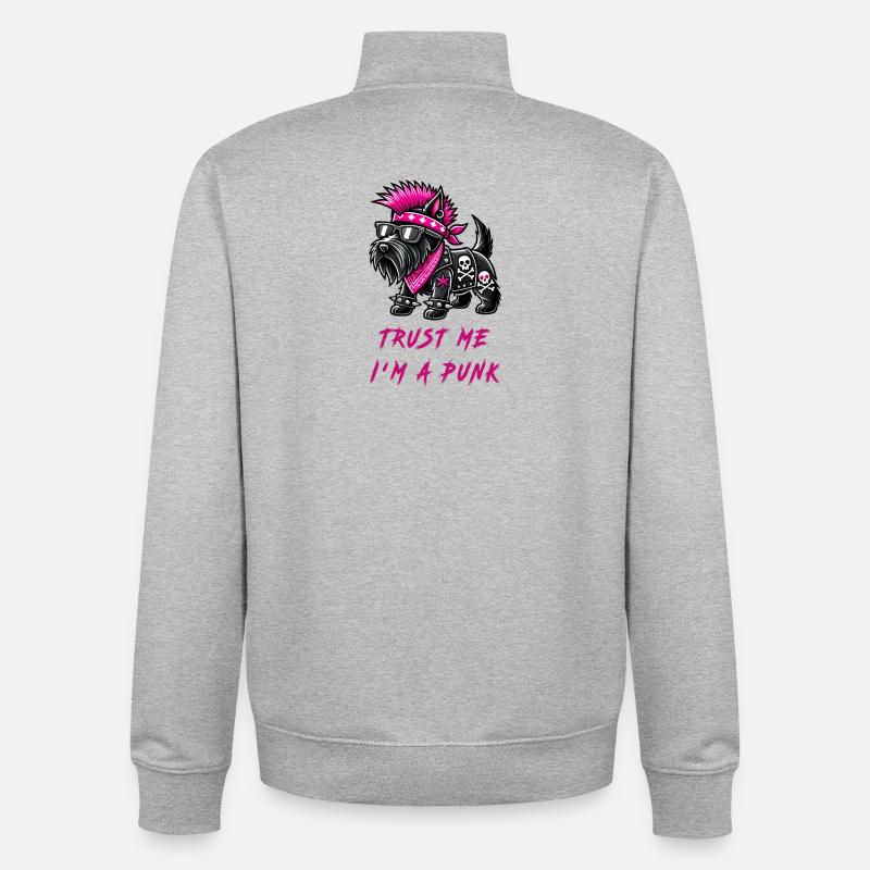 Scottish Terrier Punk Musik - Unisex Organic Zip Sweatshirt von Stanley/Stella - Grau meliert